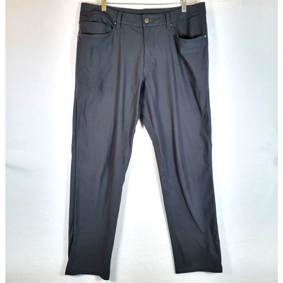 Lululemon Mens Chino Pants Size 34 Black Straight Leg Preppy Career Workwear - Picture 1 of 9